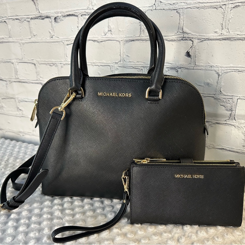 Michael Kors Black Satchel and Wallet Set